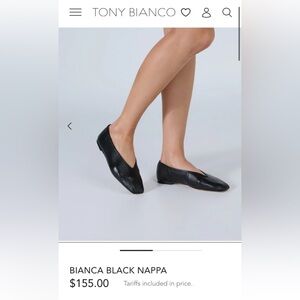 Tony Biiano Black Nappa Leather Slip-On Flats